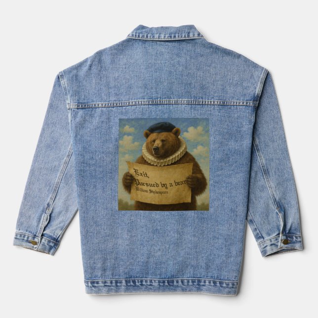 Ausgang, von einem Bären verfolgt Shakespeare-Zita Jeansjacke (Rückseite)