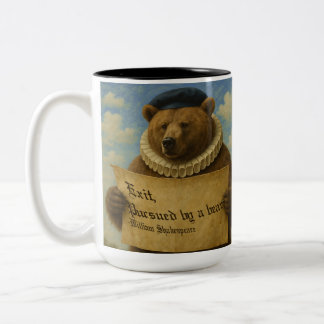 Ausgang, von einem Bären verfolgt Shakespeare-Zita Zweifarbige Tasse
