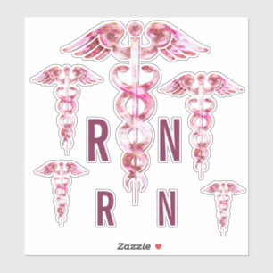 Ausgebildete Krankenschwester RN rosa Aufkleber