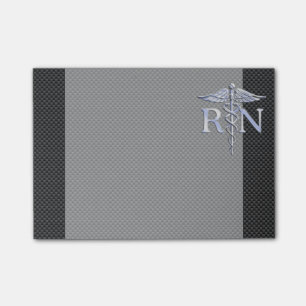 Ausgebildete Krankenschwester RN silberne Post-it Klebezettel