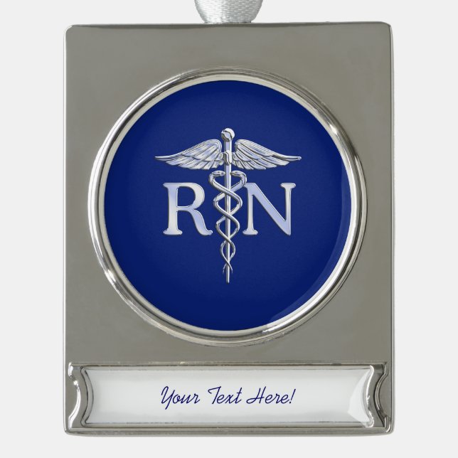 Ausgebildete Krankenschwester RNCaduceus auf Banner-Ornament Silber (Vorderseite)