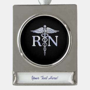 Ausgebildete Krankenschwester RNCaduceus Banner-Ornament Silber