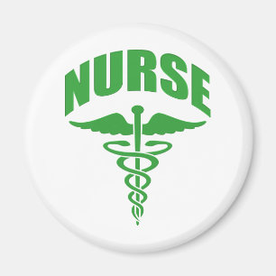 Ausgebildete Krankenschwestercaduceus-Grün Magnet