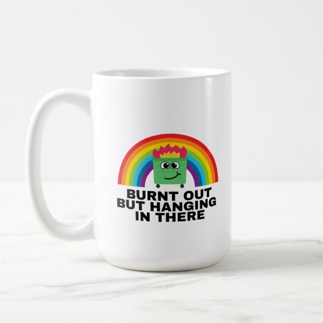 Ausgebrannt, aber immer noch durchhaltend kaffeetasse (Links)