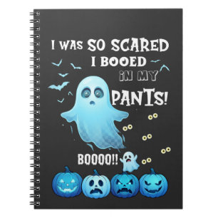 Ausgebuhte Hose Halloween Geist Blaue Kürbisse Notizblock