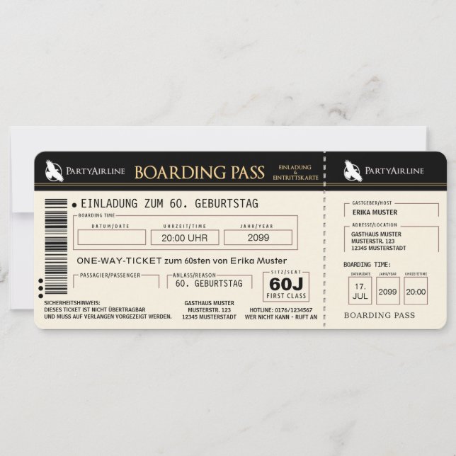 ausgefallene Einladungskarte zum 60. Geburtstag Einladung (Vorderseite)