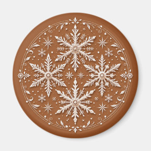 Ausgefeilte komplizierte weiße Schneeflocken Magnet