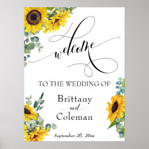 Ausgefeilte Typografie Florales Hochzeits-Willkomm Poster