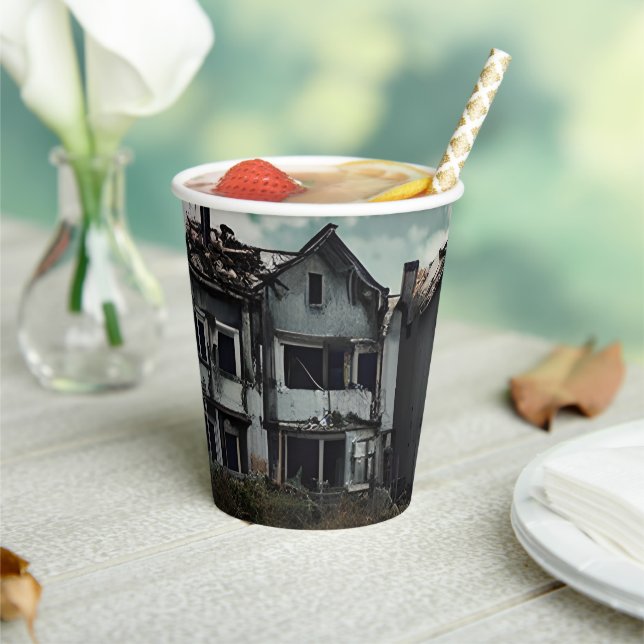 Ausgegebene Gebäude | Vernichtung nach der Apokaly Pappbecher (In Situ)