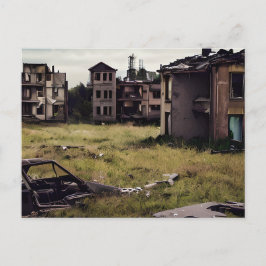 Ausgegebene postapokalyptische Gebäude Postkarte