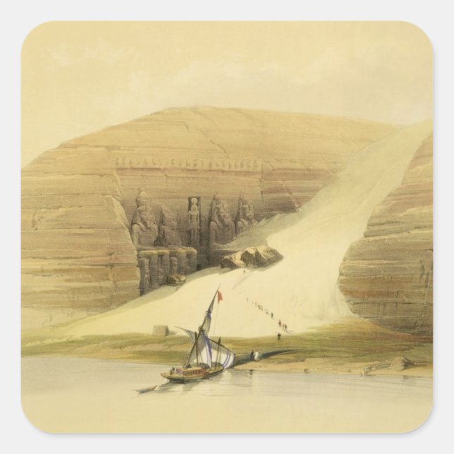 Ausgegrabener Tempel von Abu Simbel, aus "Ägypten  Quadratischer Aufkleber (Vorderseite)
