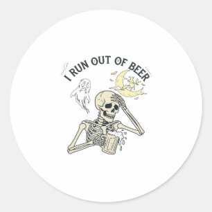 Ausgehendes-Bier-Skelett-Geist-Mond-Halloween_1 Runder Aufkleber