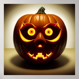 Ausgehöhlter Halloween-Kürbis Jack O Lantern Wandd Poster