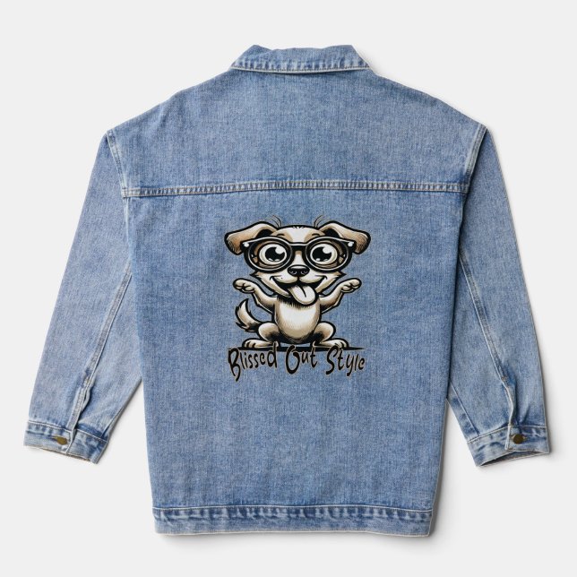 Ausgeklappter Hund Jeansjacke (Rückseite)