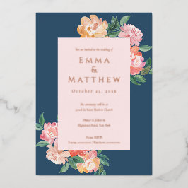 Ausgeklügelte Aquarellfarben - Blume mit blauem Hi Folieneinladung