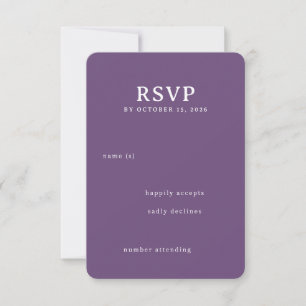 Ausgeklügelte lila typografische RSVP-Antwort RSVP Karte