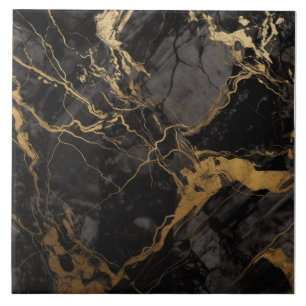 Ausgeklügelte schwarze Goldmarmorplatte Fliese