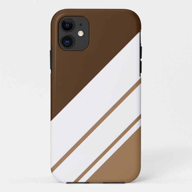 Ausgeklügelte sporty Brown White Racing Streifen Case-Mate iPhone Hülle (Rückseite)