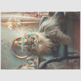 Ausgeklügelter Cat Pink Sage Salon Decoupage Tissu Seidenpapier