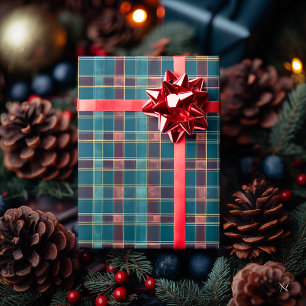 Ausgeklügeltes Blau und Burgund Kariert - klassisc Geschenkpapier