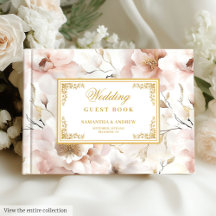 Ausgeklügeltes Blush Ivory Gold Wedding Guest Book