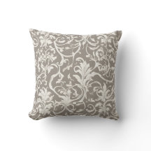 Ausgeklügeltes Damaskusmuster in Weiß mit Reben