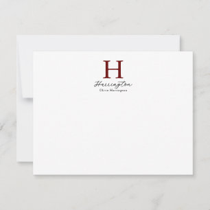 Ausgeklügeltes, elegantes Mongramm aus Burgundy Re Mitteilungskarte