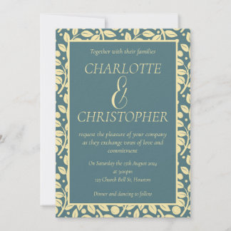 Ausgeklügeltes Muster aus dunkelblauem Creme Einladung