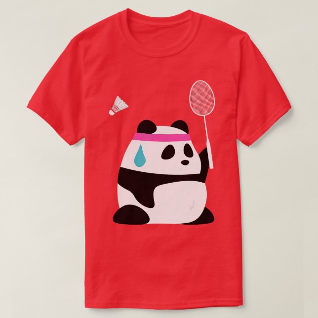 Ausgemerzt Badminton Panda Funny Sweet Badminton A T-Shirt (Design vorne)