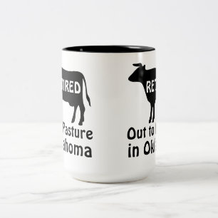 Ausgemustert auf die Weide Oklahoma Lustige Kuh Zweifarbige Tasse