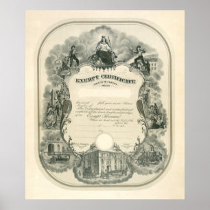 Ausgenommenes Feuerwehrmann-Zertifikat 1898 Poster