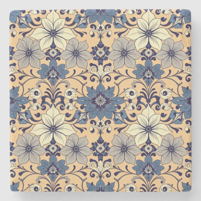 Ausgeprägtes Vintage-Fliesendesign  Steinuntersetzer (Vorderseite)