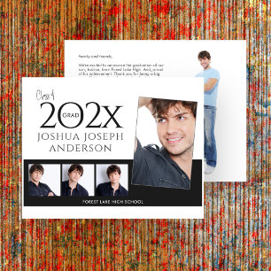 Ausgereifte Abschluss-Fotocollage Schwarz Mitteilungskarte