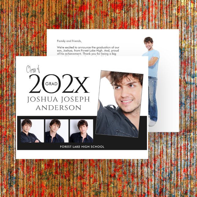 Ausgereifte Abschluss-Fotocollage Schwarz Mitteilungskarte (Von Creator hochgeladen)