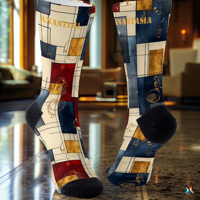 Ausgereifte Abstrakte Socken: Retro Geometric Desi Socken (Von Creator hochgeladen)
