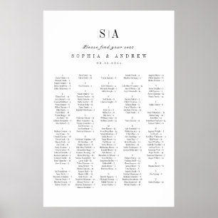 Ausgereifte alphabetische Monogramm-Sitzkarten Poster