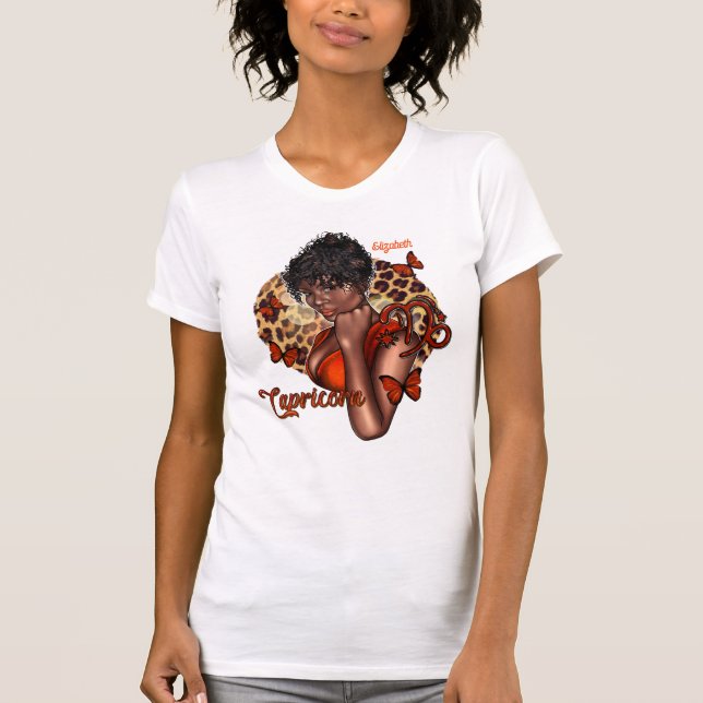 Ausgereifte Black Capricorn Diva mit Ehrgeiz T-Shirt (Vorderseite)