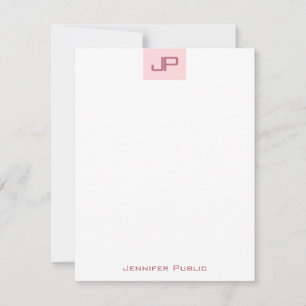 Ausgereifte Blush Pink Monogram Clean Template Mitteilungskarte