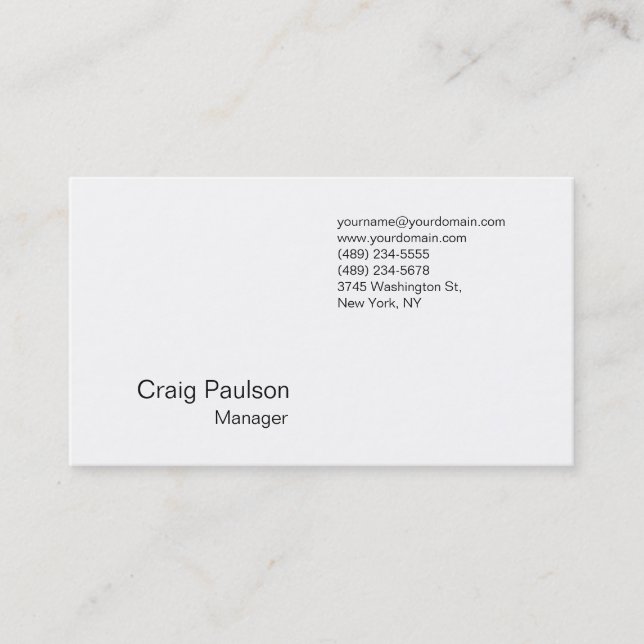 Ausgereifte Business Card für den White Manager Visitenkarte (Vorderseite)