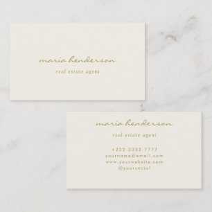 Ausgereifte Cream & Gold Script Monogram Visitenkarte