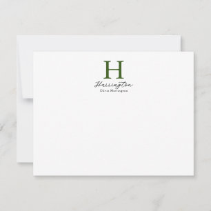 Ausgereifte, elegante grüne Monogramm Mitteilungskarte