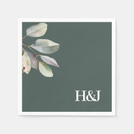 Ausgereifte Eukalyptus-Monogramm-Blätter Serviette