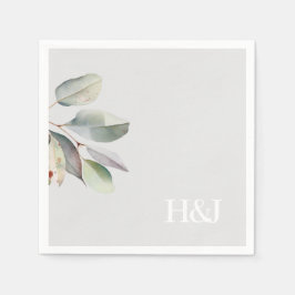 Ausgereifte Eukalyptus-Monogramm-Blätter Serviette