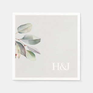 Ausgereifte Eukalyptus-Monogramm-Blätter Serviette