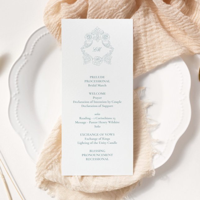 Ausgereifte klassische Skripte Dusty Blue Wedding Programm (Von Creator hochgeladen)