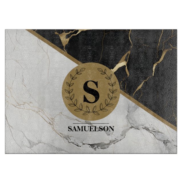 Ausgereifte Marble Monogram Cutting Board Schneidebrett (Vorderseite)