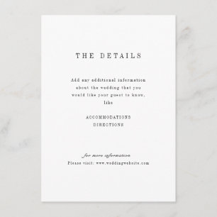 Ausgereifte minimalistische Hochzeitskarte Begleitkarte