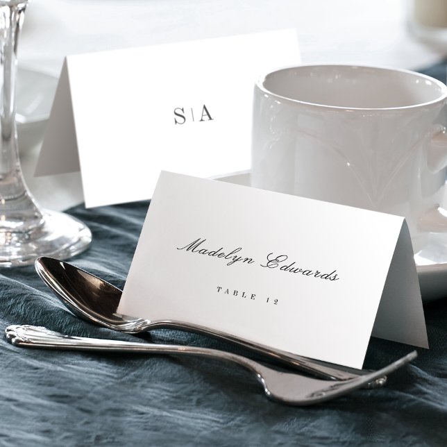 Ausgereifte monogramm minimale Foldable-Platzkarte Tischnummer (Sophisticated monogram minimal Foldable Place Card)