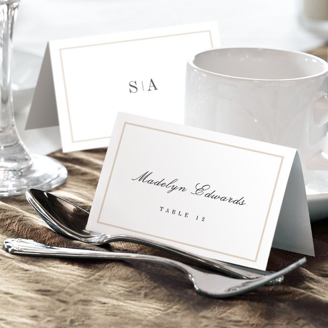 Ausgereifte monogramm minimale Foldable-Platzkarte Tischnummer (Sophisticated monogram minimal Foldable Place Card)