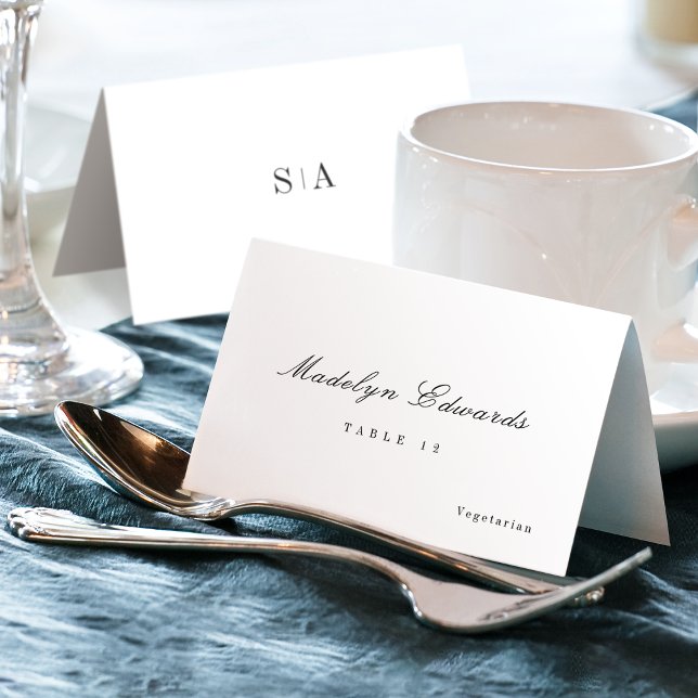 Ausgereifte monogramm minimale Foldable-Platzkarte Tischnummer (Sophisticated monogram minimal Foldable Place Card)